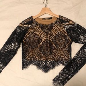 FOR LOVE AND LEMONS black lace crop top